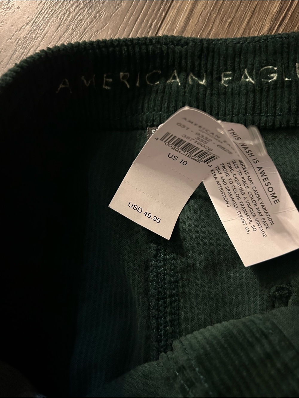 NWT American Eagle Outfitters Dark Green Corduroy Skirt - Picture 6 of 9